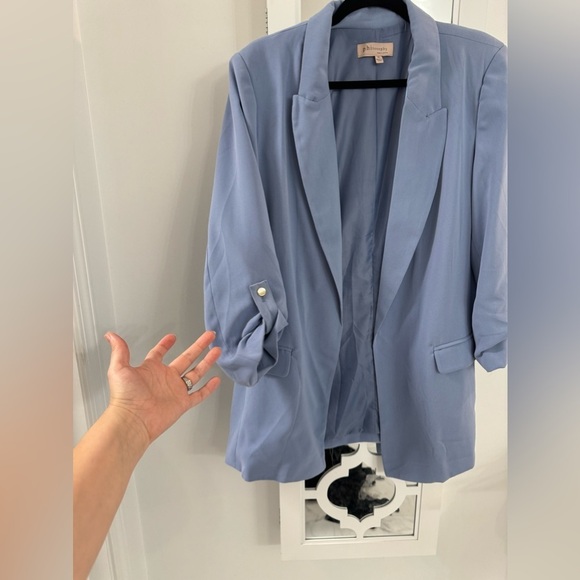 Philosophy Womem Light Blue Jacket size XL blazer no button - Picture 3 of 6